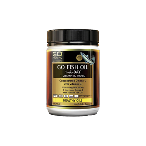 GO healthy Go Fish Oil 1-A-Day + Vitamin D 1000IU 200 Soft Gels